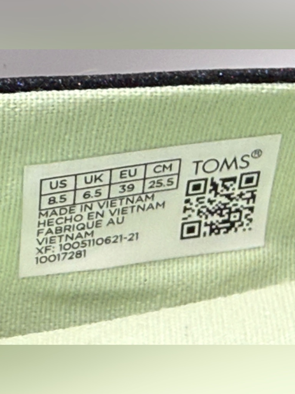 TOMS-Alpargata-Midnight Blue Sparkle Glitter Embroidered Fox-Size 8.5-In Box-EUC - Picture 10 of 16